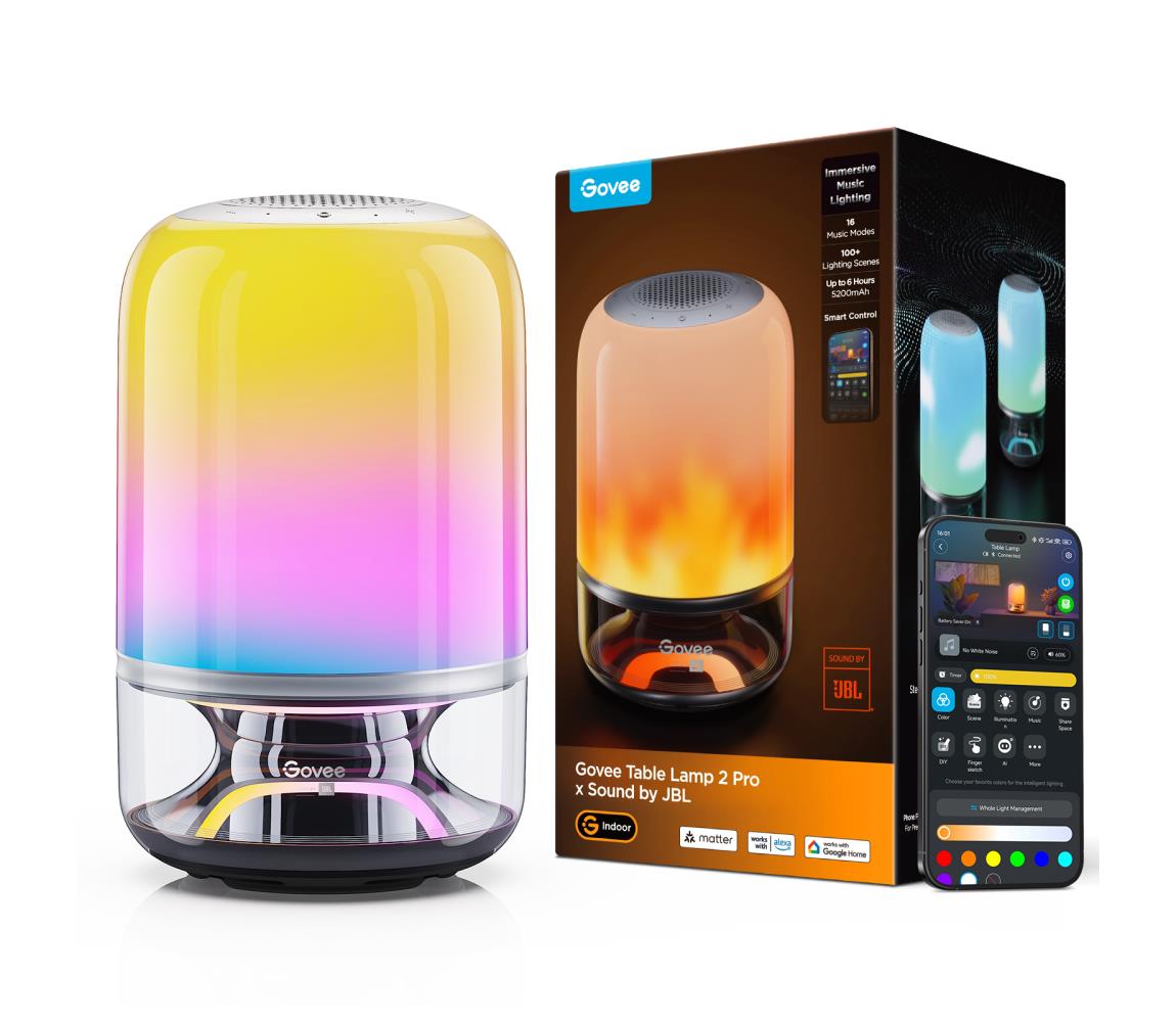 Govee - LED RGBW Stmívatelná stolní lampa s reproduktorem LED/36W/12V Wi-Fi H60200F1