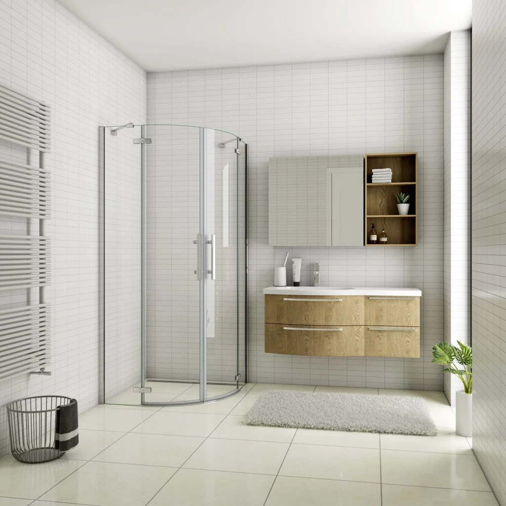 H K Čtvrtkruhový sprchový kout MELODY S2 90x90  s dvoukřídlými dveřmi, chrom, včetně sprchové vaničky z litého mramoru MELODYS290/THOR-90Q