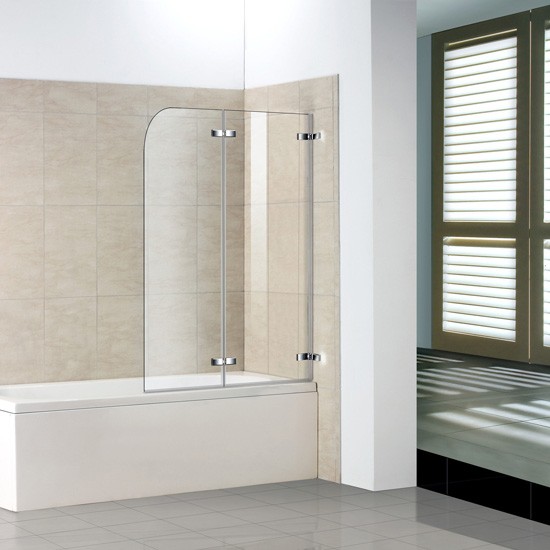 H K Vanová zástěna S2 CLEAR 120x140 dvoudílná sklopná, čiré sklo SE-S2CLEAR120