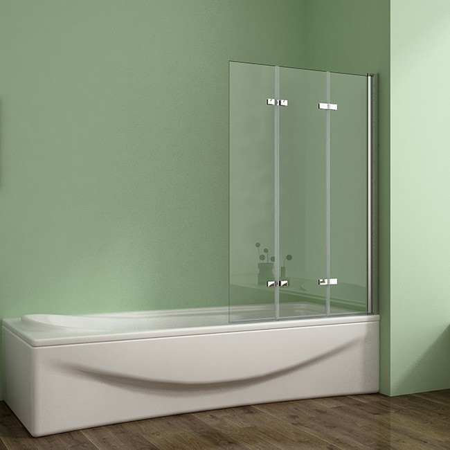 H K Vanová zástěna S33 130x140 třídílná sklopná, čiré sklo SE-S33-130