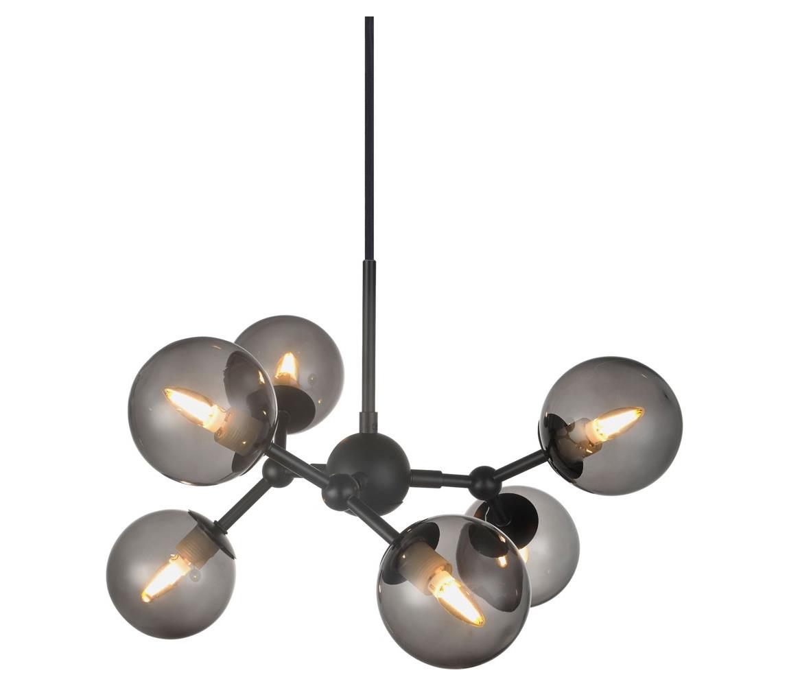 Halo Design 736553 - Lustr na lanku ATOM 6xG9/28W/230V pr. 45 cm černá/k. černá 736553