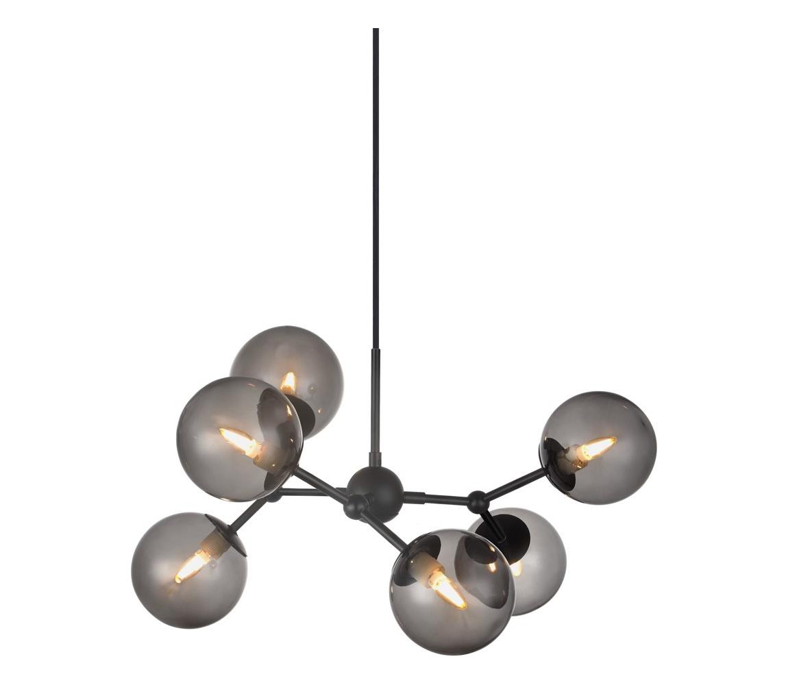 Halo Design 738823 - Lustr na lanku ATOM 6xG9/28W/230V pr. 57 cm černá/k. černá 738823