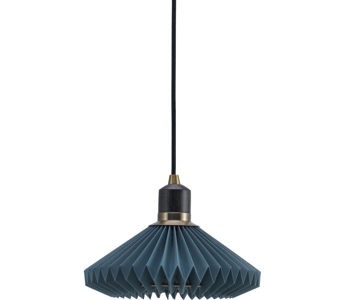 Halo Design 744060- Lustr na lanku PARIS 1xG9/28W/230V pr. 24 cm modrá/mosaz/dub 744060
