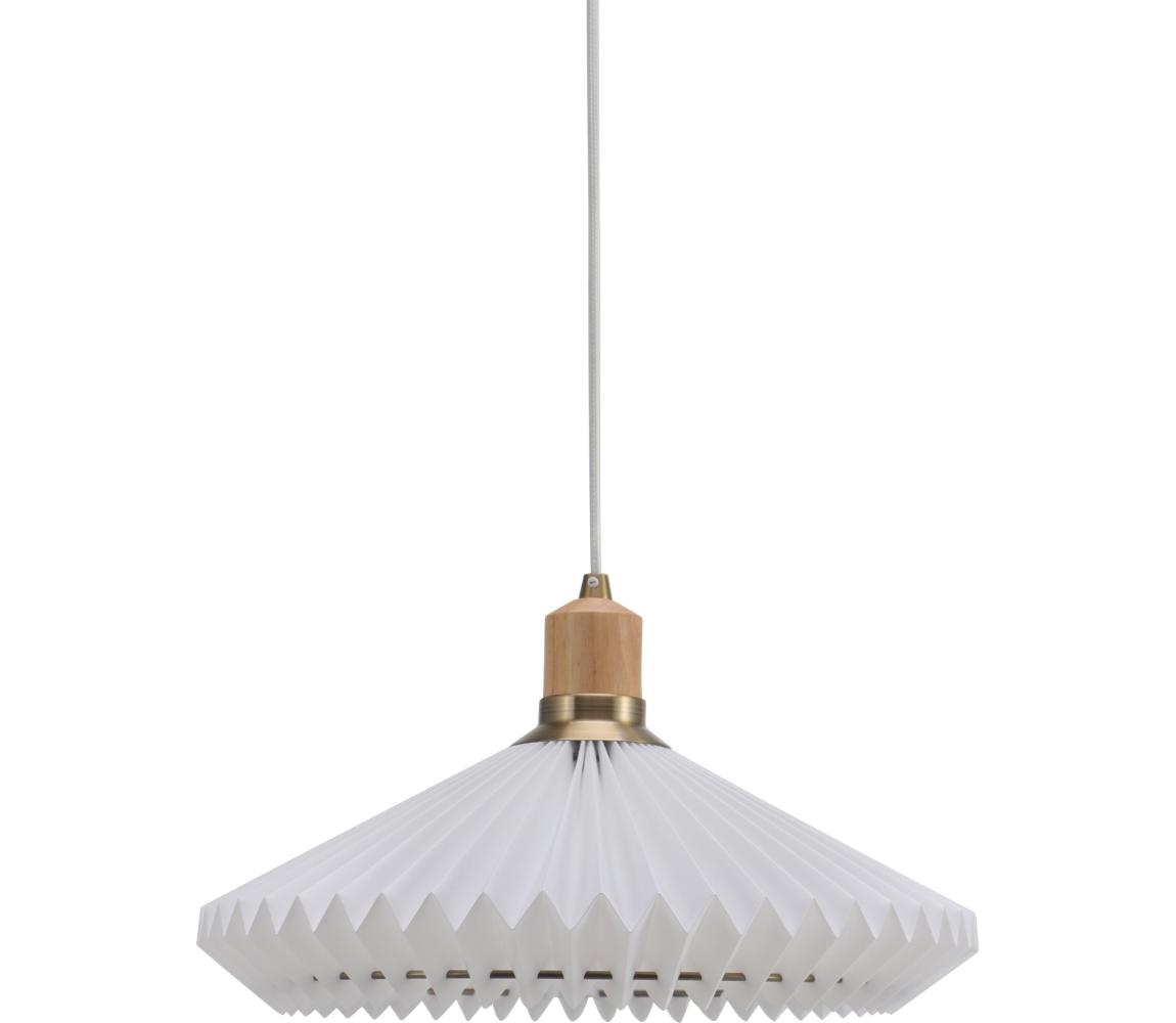 Halo Design 744169- Lustr na lanku PARIS 1xE27/60W/230V pr. 40 cm bílá/mosaz/dub 744169