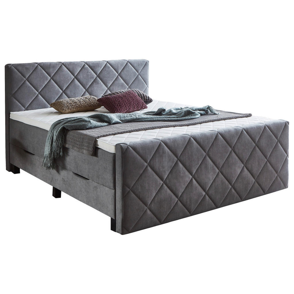 home24 POSTEL BOXSPRING, 160/200 cm, šedá