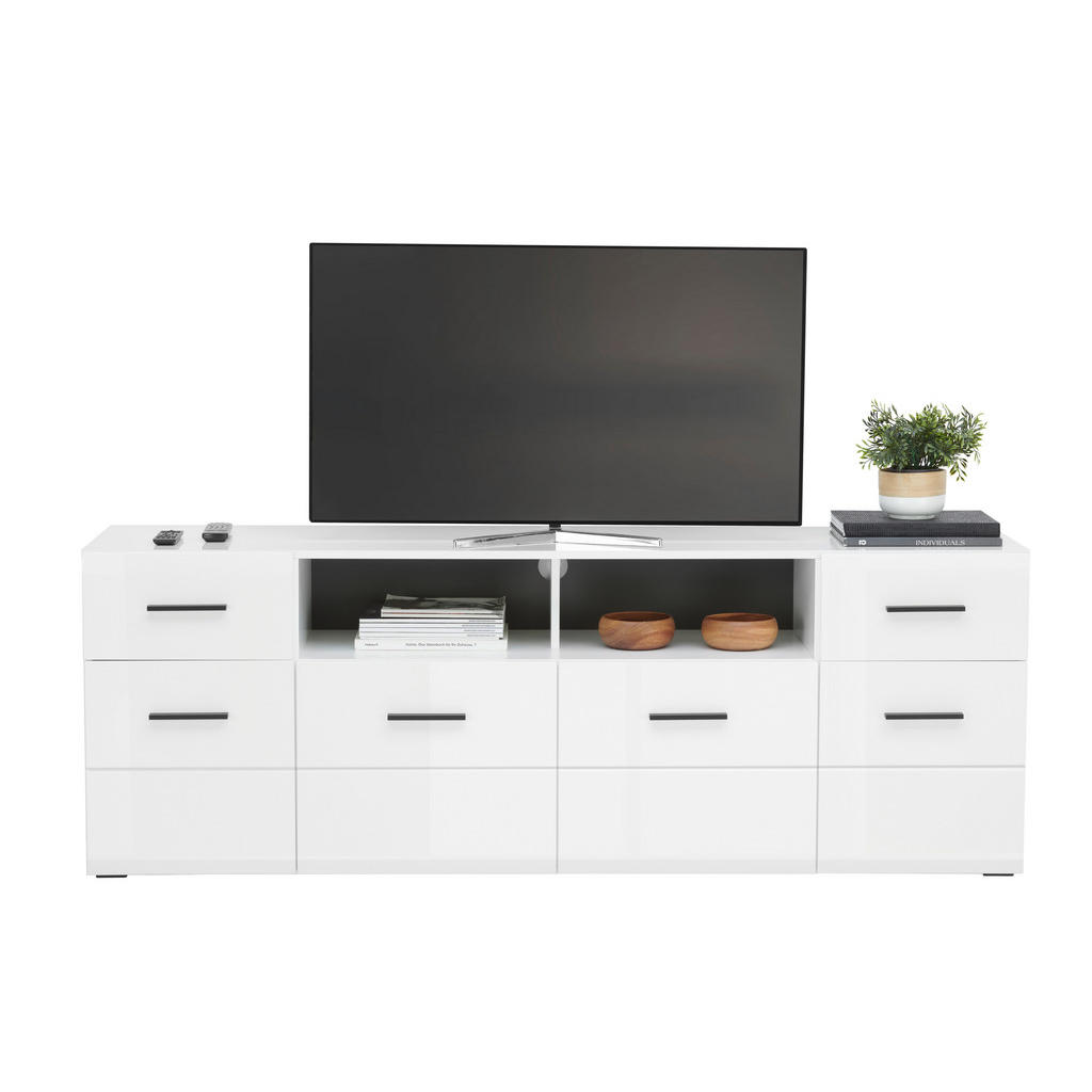 Hom`in KOMODA POD TELEVIZI, antracitová, bílá, 180/63,7/41,6 cm