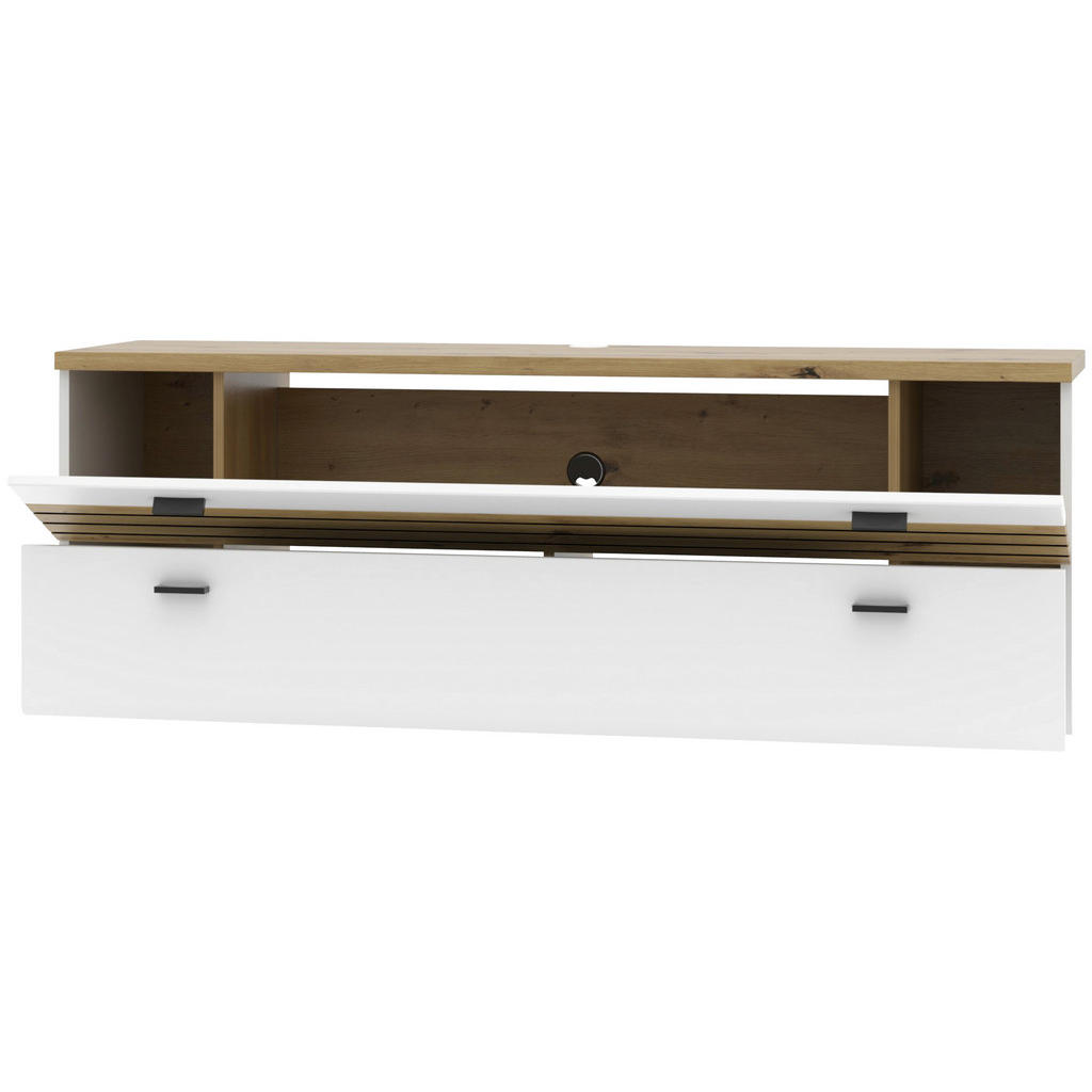 Hom`in KOMODA POD TELEVIZI, bílá, dub artisan, 150/53/40 cm