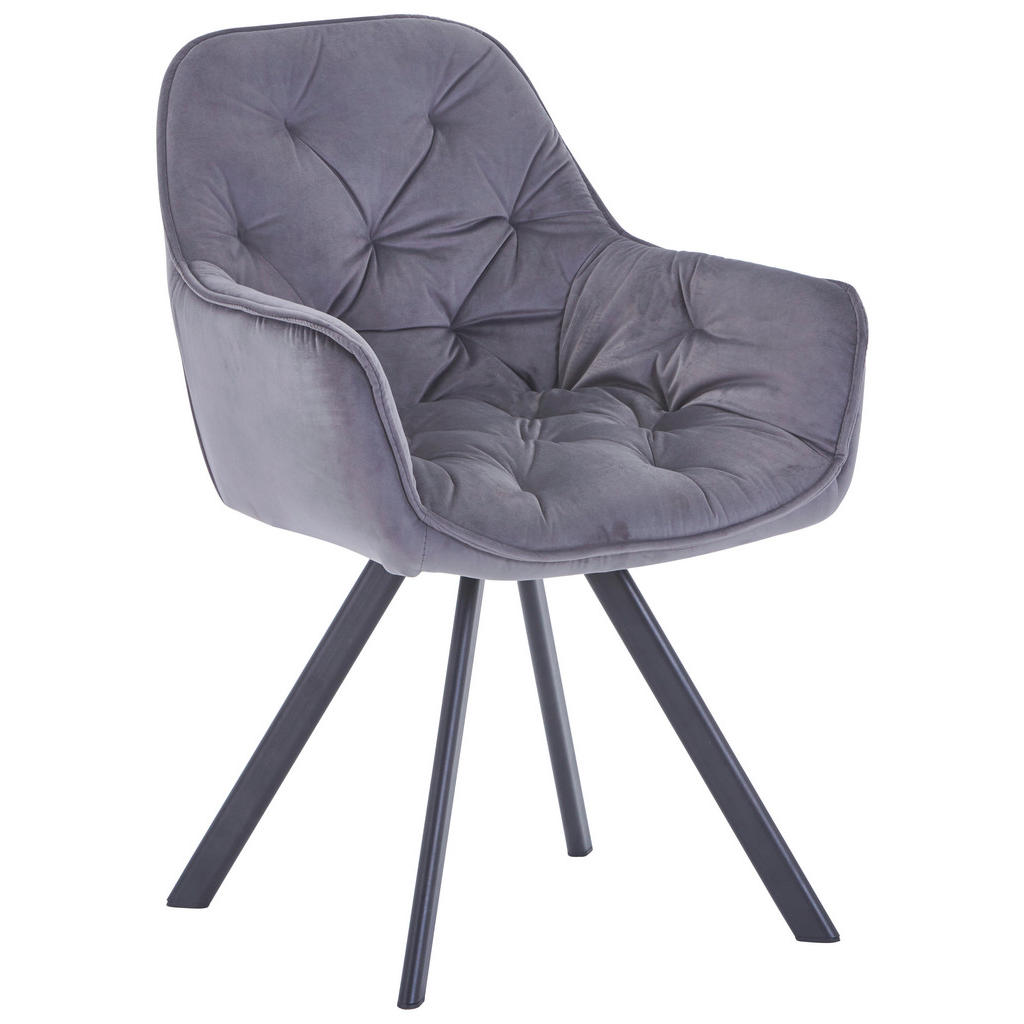 Hom`in ŽIDLE S PODRUČKAMI, železo, samet, šedá, černá 1