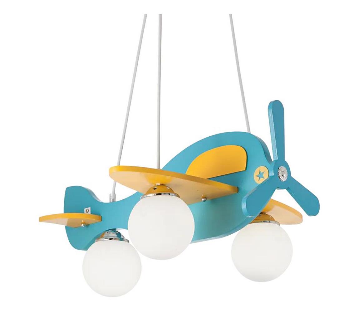 Ideal Lux - Dětský lustr na lanku AVION 3xE14/28W/230V modrá 136325