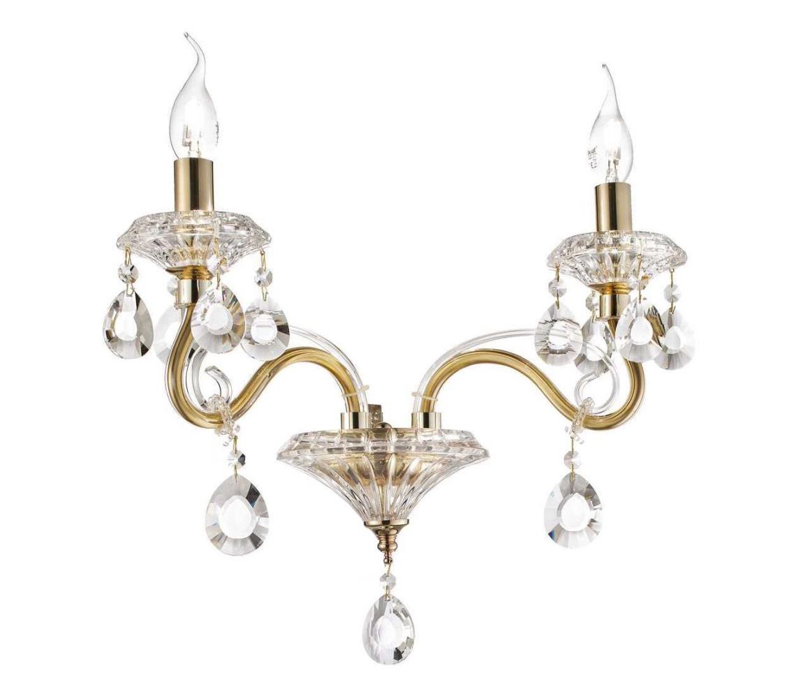 Ideal Lux - Křišťálová nástěnná lampa NEGRESCO 2xE14/28W/230V zlatá