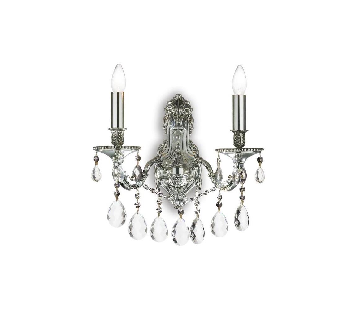 Ideal Lux - Křišťálové nástěnné svítidlo GIOCONDA 2xE14/40W/230V stříbrná 044910
