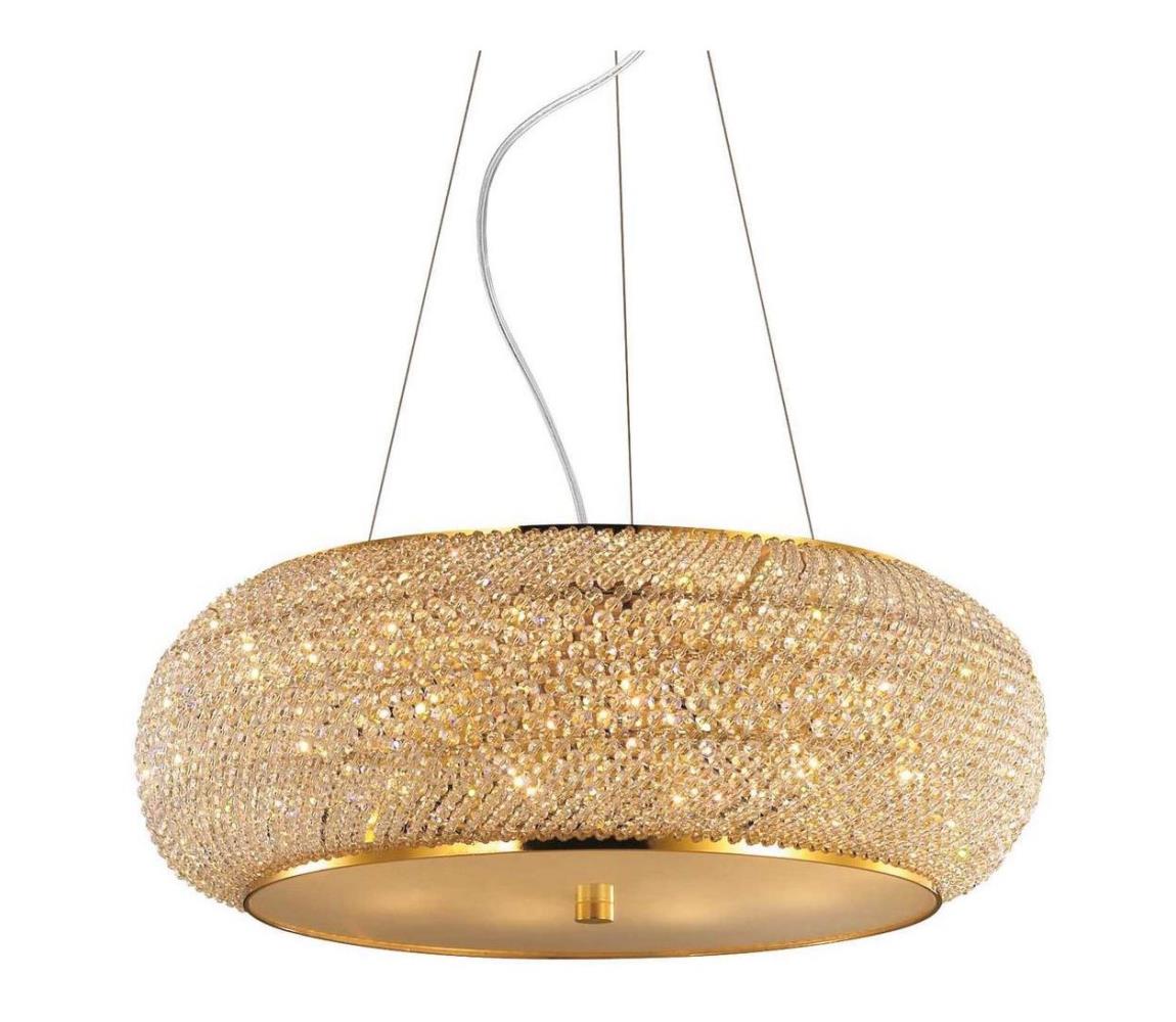 Ideal Lux - Křišťálový lustr na lanku PASHA 14xE14/40W/230V pr. 65 cm zlatá 164984