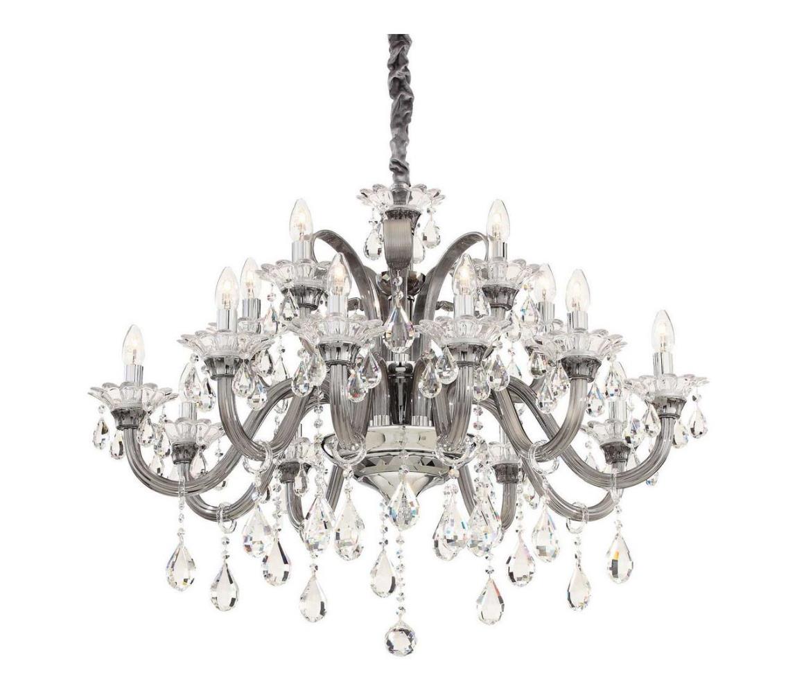 Ideal Lux - Křišťálový lustr na řetězu COLOSSAL 15xE14/40W/230V pr. 95 cm šedá 081526