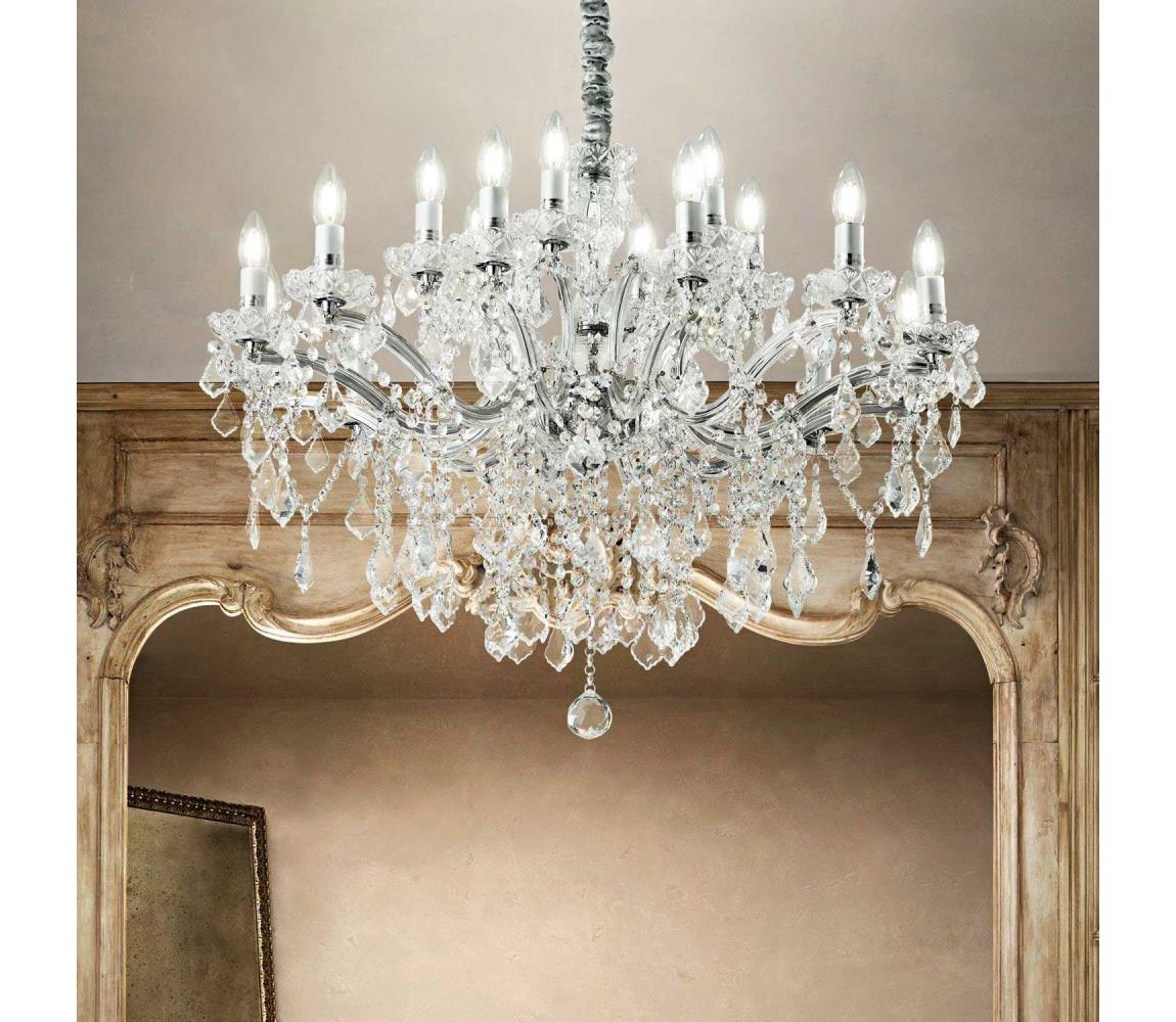Ideal Lux - Křišťálový lustr na řetězu FLORIAN 18xE14/40W/230V pr. 86 cm čirá 075150