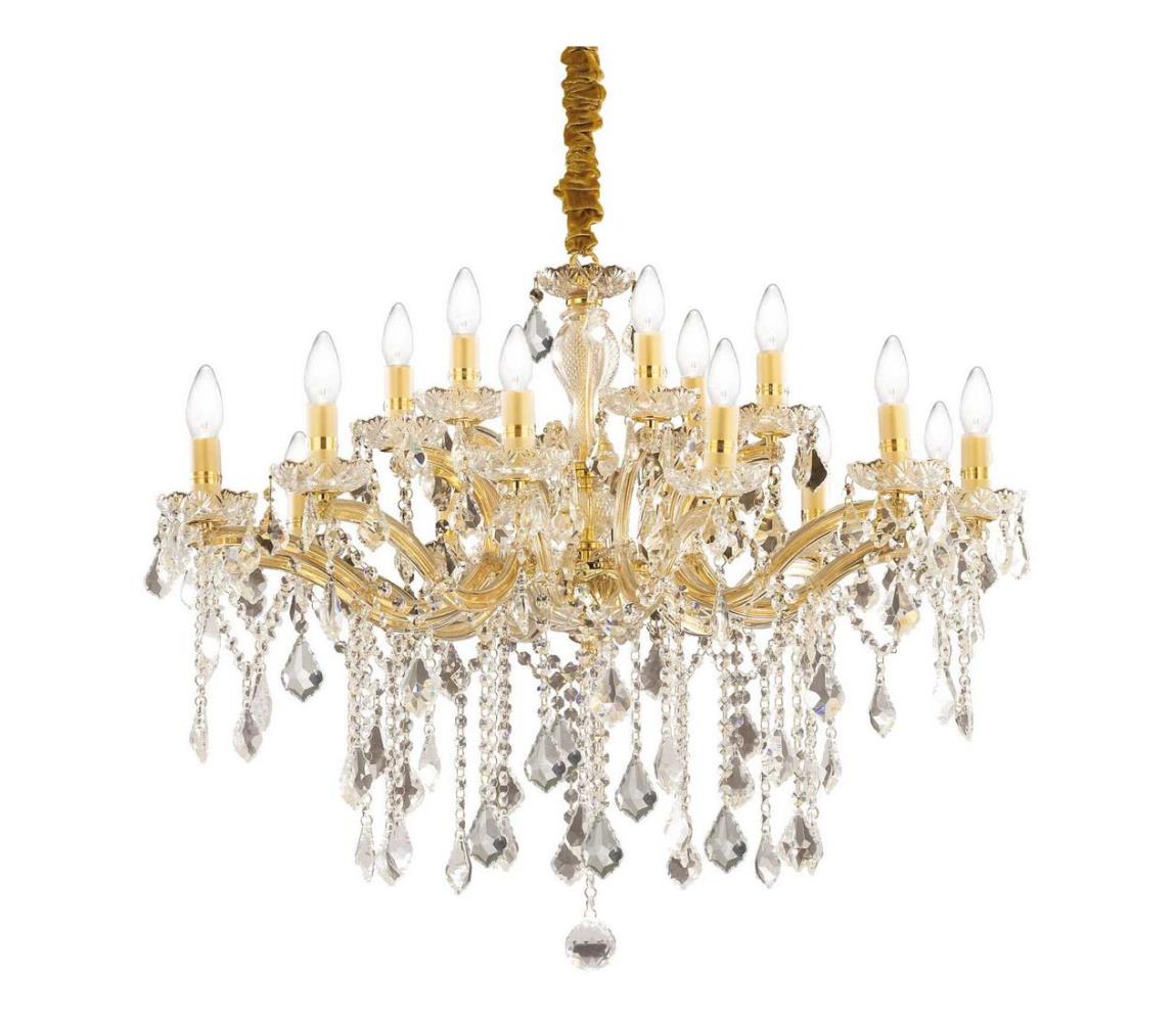 Ideal Lux - Křišťálový lustr na řetězu FLORIAN 18xE14/40W/230V pr. 86 cm zlatá 075181
