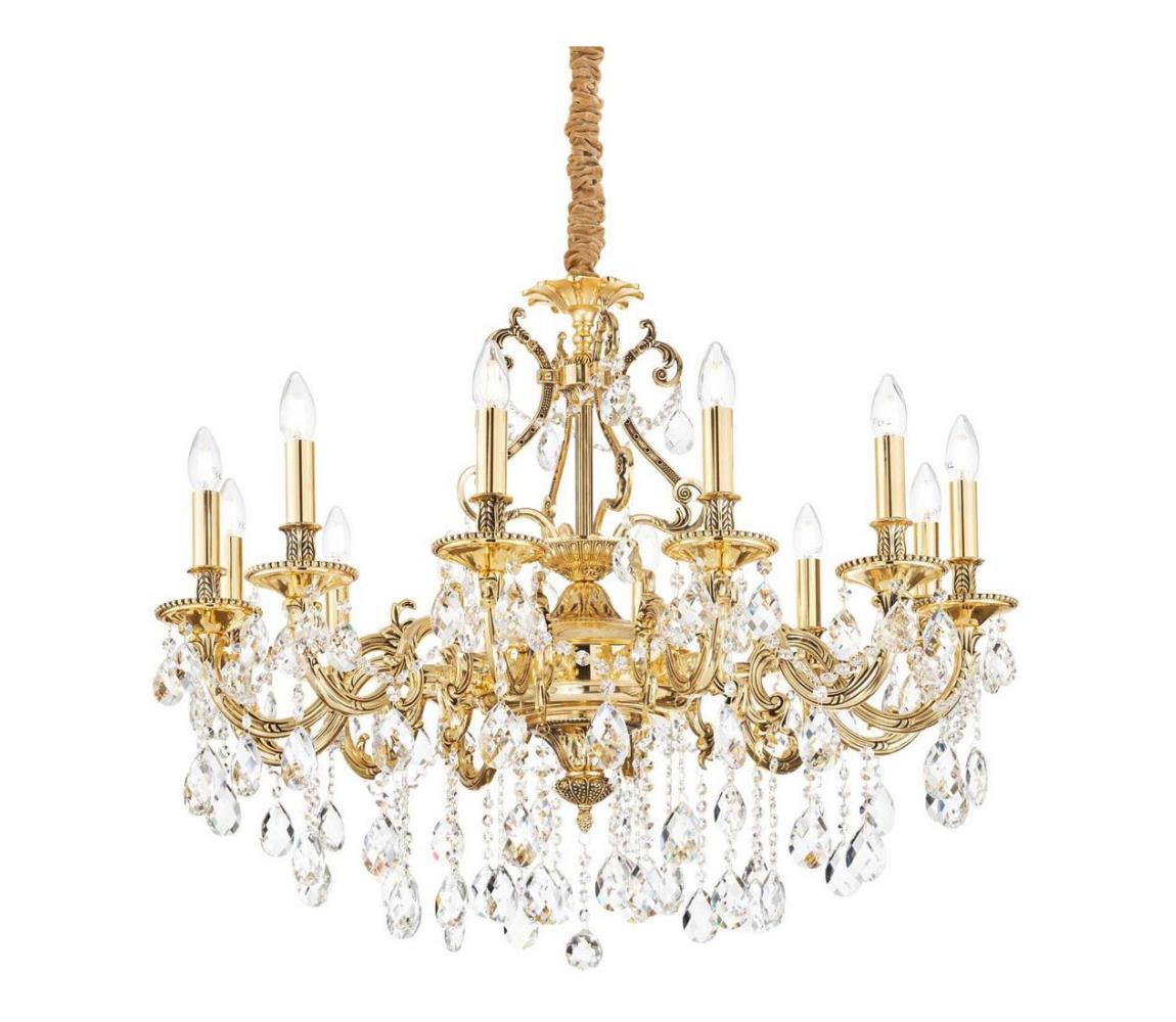 Ideal Lux - Křišťálový lustr na řetězu GIOCONDA 12xE14/40W/230V pr. 90 cm zlatá 164960