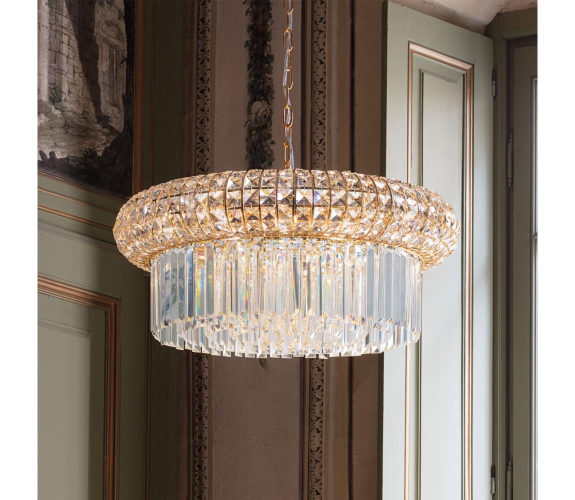 Ideal Lux - Křišťálový lustr na řetězu NABUCCO 12xE14/40W/230V pr. 60 cm zlatá 237794