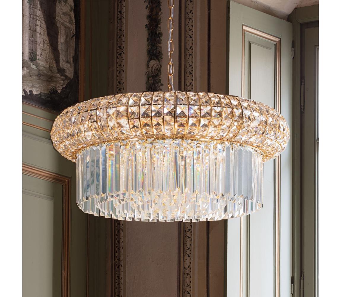 Ideal Lux - Křišťálový lustr na řetězu NABUCCO 16xE14/40W/230V pr. 70 cm zlatá 237800