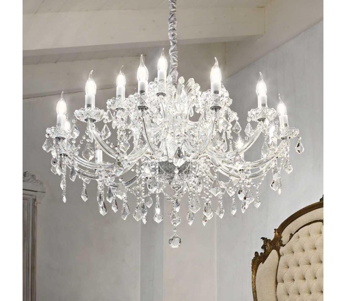 Ideal Lux - Křišťálový lustr na řetězu NAPOLEON 18xE14/40W/230V pr. 96 cm chrom 167268