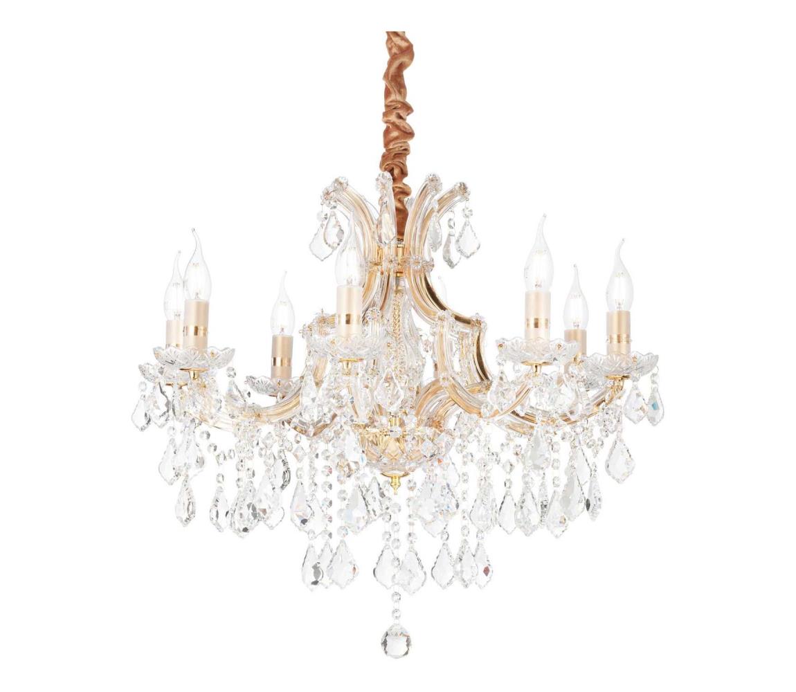 Ideal Lux - Křišťálový lustr na řetězu NAPOLEON 8xE14/40W/230V pr. 67 cm zlatá 167398
