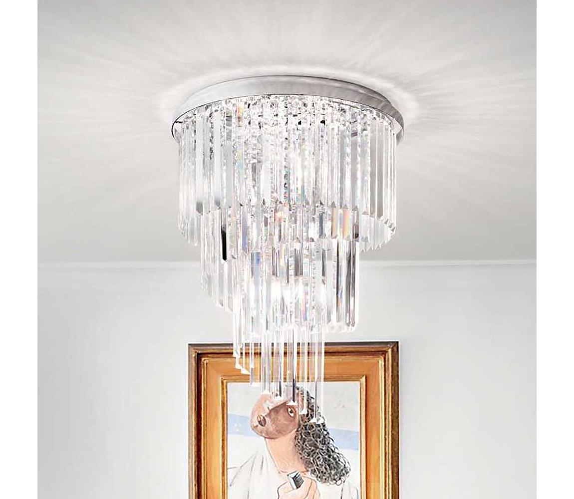 Ideal Lux - Křišťálový přisazený lustr CARLTON 12xE14/40W/230V pr. 50 cm chrom 168937