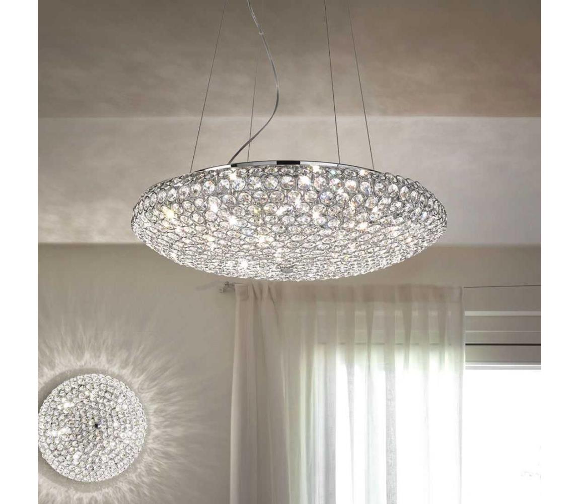 Ideal Lux - LED Křišťálový lustr na lanku KING 12xG9/3W/230V pr. 65 cm chrom 088013