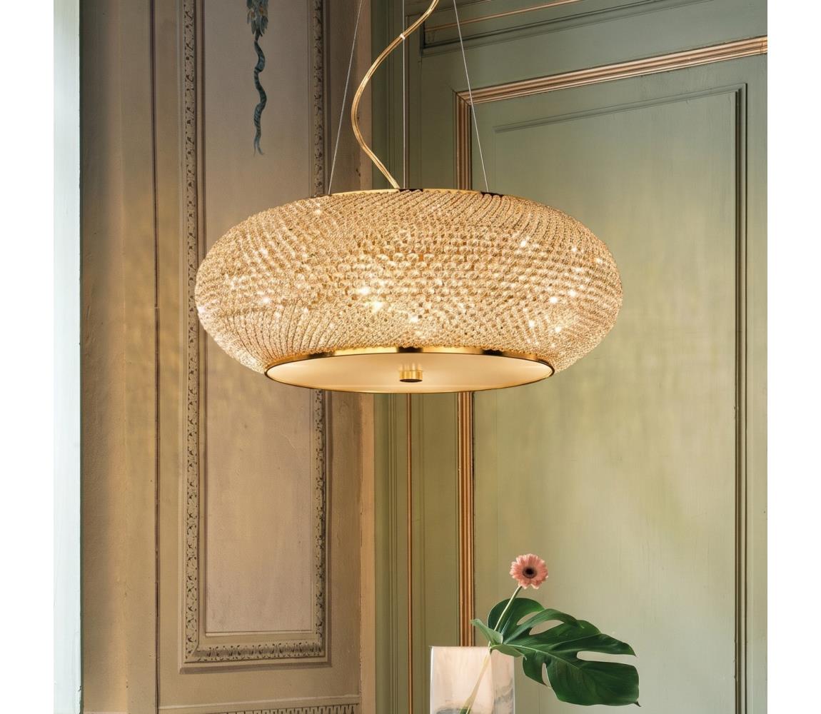 Ideal Lux - LED Křišťálový lustr na lanku PASHA 14xE14/40W/230V pr. 65 cm zlatá 164984