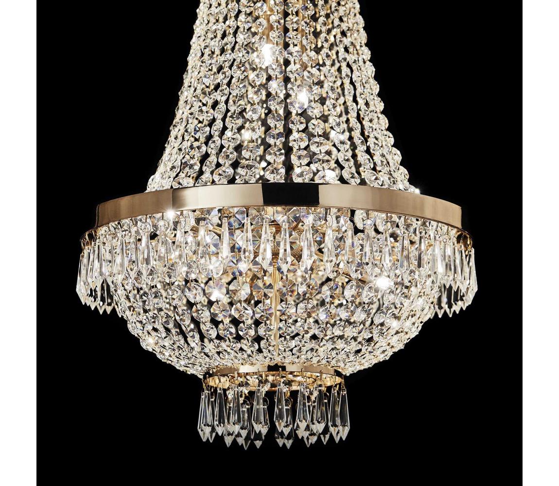Ideal Lux - LED Křišťálový lustr na řetězu CAESAR 12xG9/3W/230V pr. 55 cm zlatá 114743