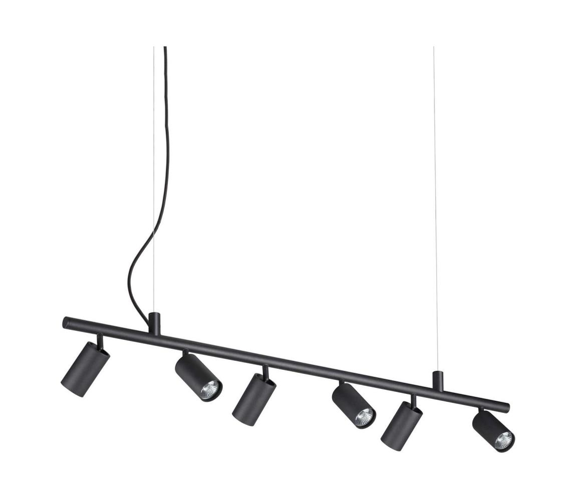 Ideal Lux - LED Lustr na lanku DYNAMITE 6xGU10/7W/230V černá 231396