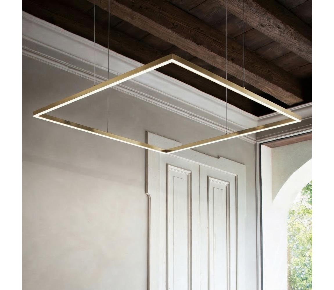Ideal Lux - LED Lustr na lanku ORACLE SLIM LED/33W/230V CRI 90 50x50 cm zlatá 370415