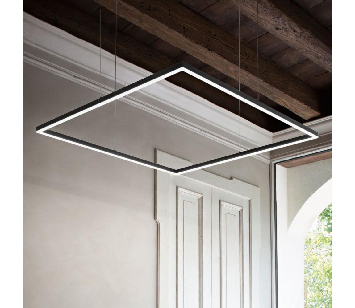 Ideal Lux - LED Lustr na lanku ORACLE SLIM LED/44W/230V 3000K 70x70 cm černá 259185