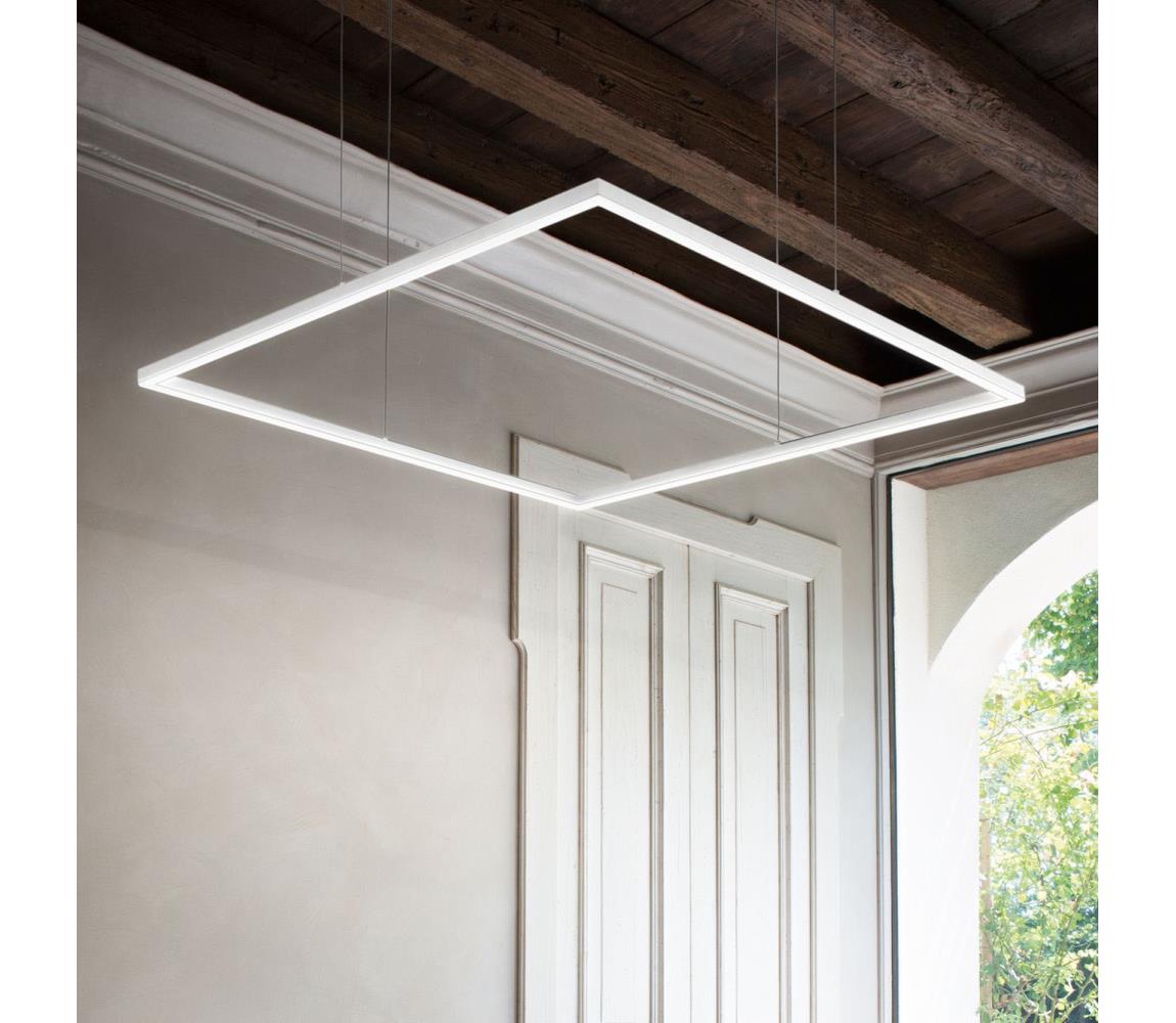 Ideal Lux - LED Lustr na lanku ORACLE SLIM LED/53W/230V 3000K 90x90 cm bílá 259192