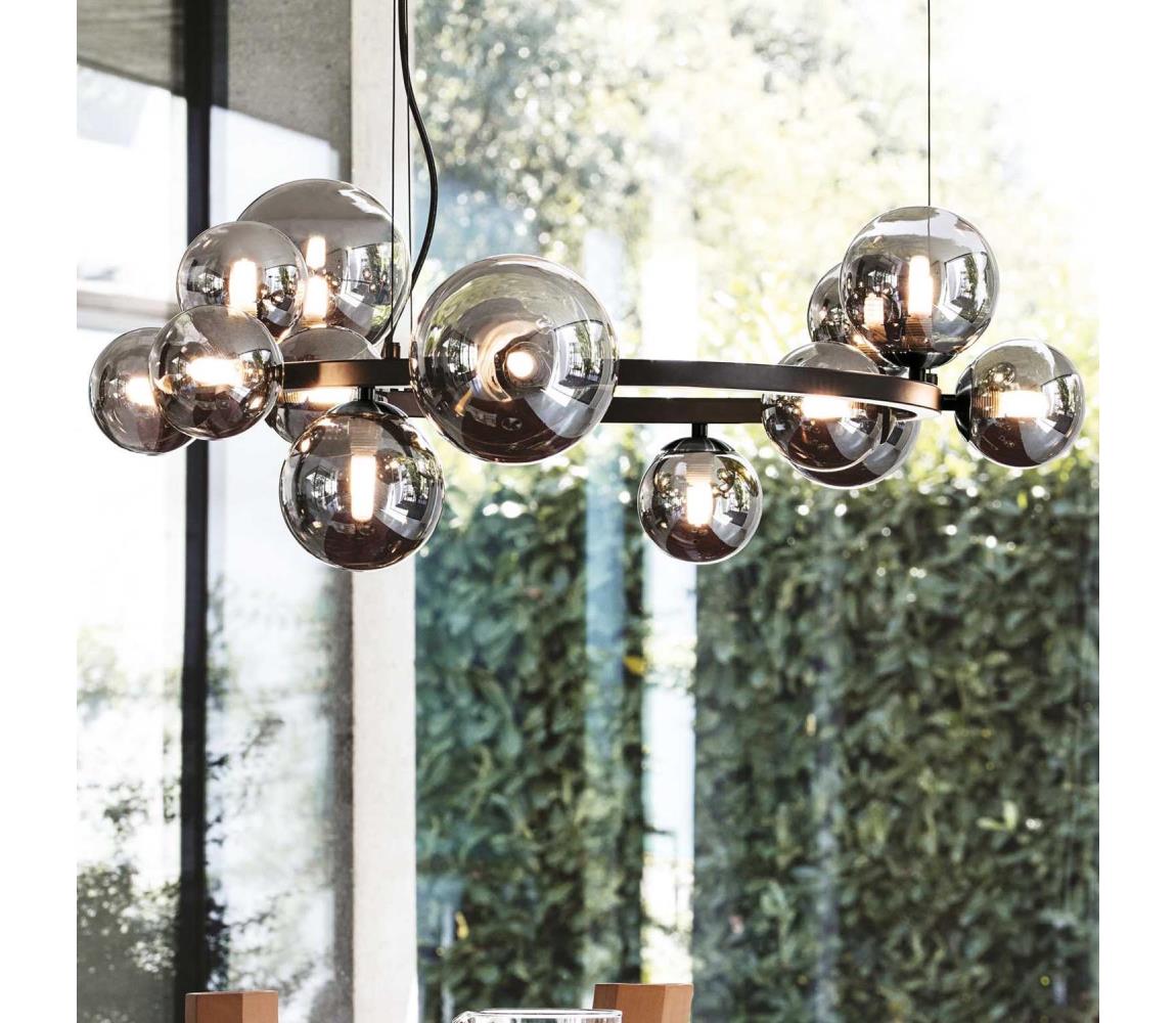 Ideal Lux - LED Lustr na lanku PERLAGE 14xG9/3W/230V pr. 85 cm černá/kouřová 271385
