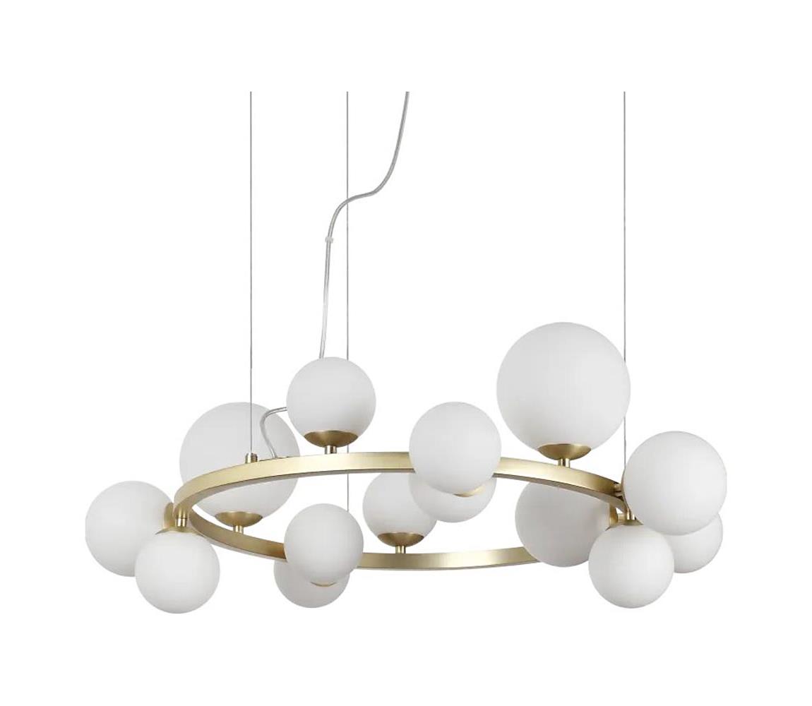Ideal Lux - LED Lustr na lanku PERLAGE 14xG9/3W/230V pr. 85 cm zlatá/bílá 283814
