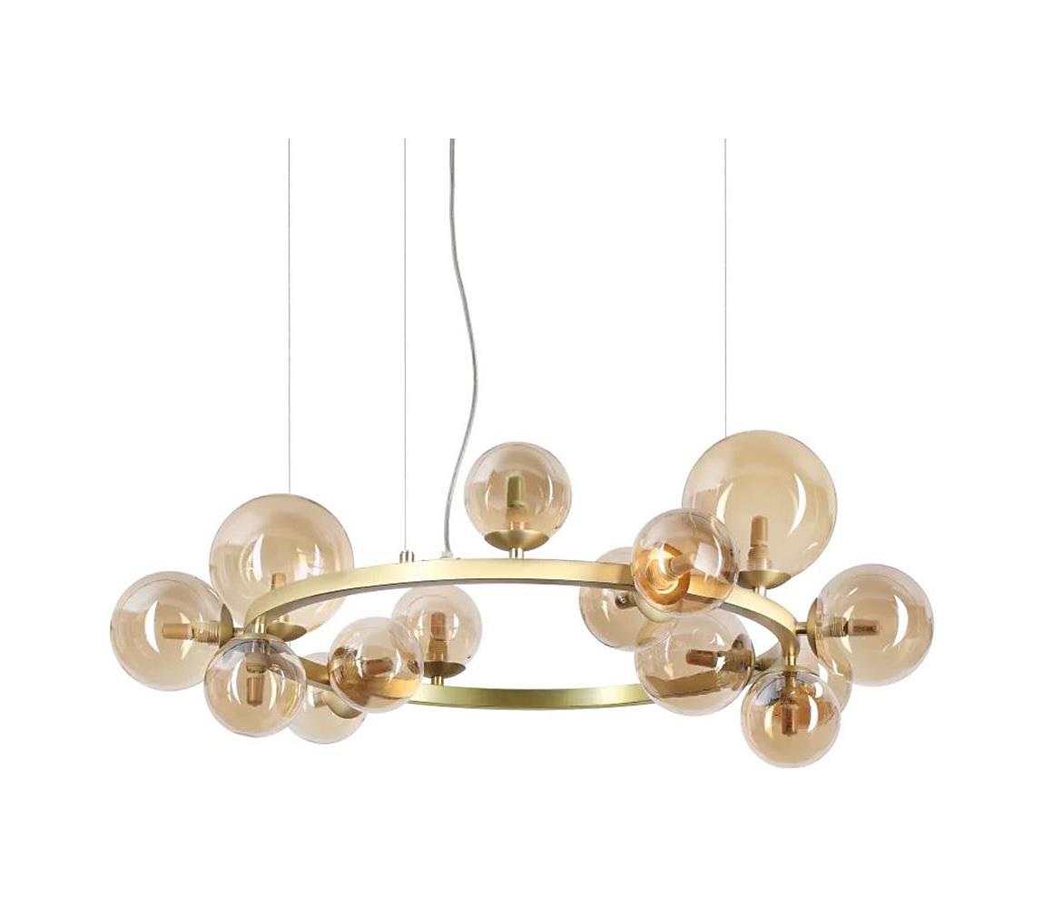 Ideal Lux - LED Lustr na lanku PERLAGE 14xG9/3W/230V pr. 85 cm zlatá/kouřová 322797