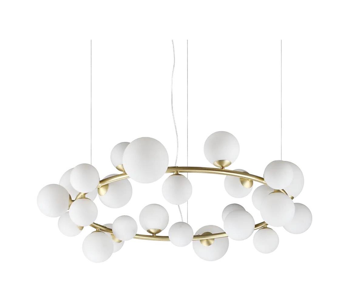 Ideal Lux - LED Lustr na lanku PERLAGE 25xG9/3W/230V 110 cm zlatá/bílá 363370