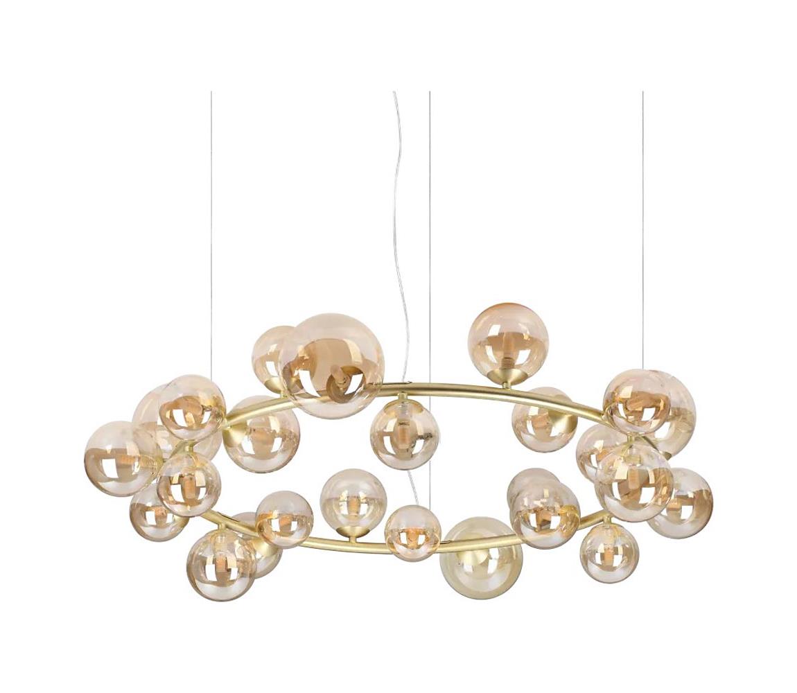 Ideal Lux - LED Lustr na lanku PERLAGE 25xG9/3W/230V 110 cm zlatá/kouřová béžová 370583