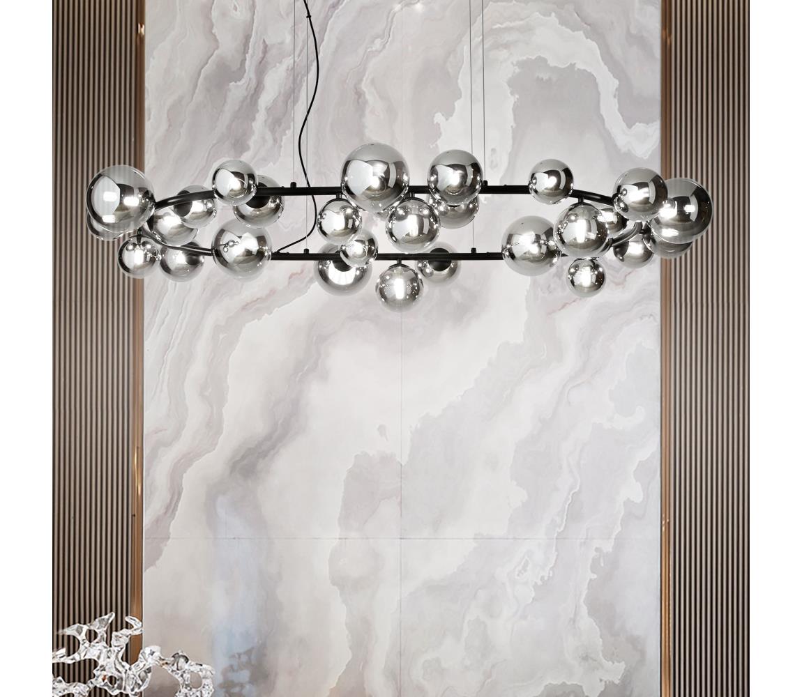 Ideal Lux - LED Lustr na lanku PERLAGE 30xG9/3W/230V 143 cm černá/kouřová 296753