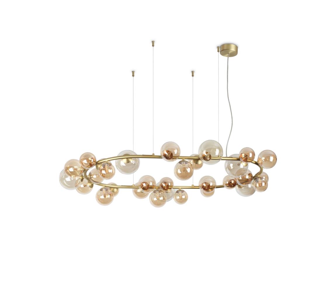 Ideal Lux - LED Lustr na lanku PERLAGE 30xG9/3W/230V 143 cm zlatá/kouřová béžová 322780
