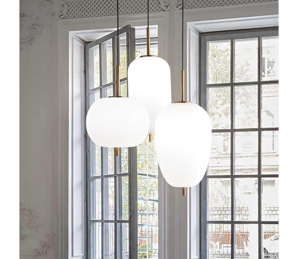 Ideal Lux - LED Lustr na lanku UMILE LED/55W/230V pr. 63 cm CRI 90 mosaz/bílá 224541