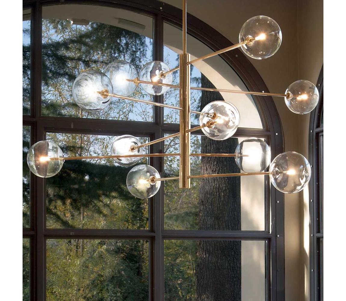 Ideal Lux - LED Lustr na tyči EQUINOXE 12xG4/2W/230V pr. 124 cm mosaz/čirá 200125