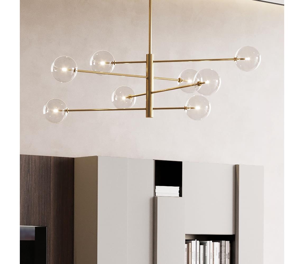Ideal Lux - LED Lustr na tyči EQUINOXE 8xG4/2W/230V pr. 128 cm mosaz/čirá 275215