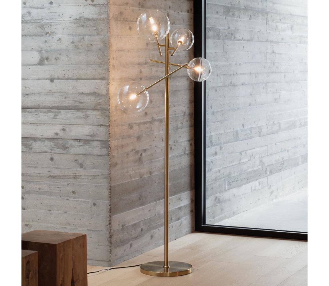 Ideal Lux - LED Stojací lampa EQUINOXE 4xG4/2W/230V mosaz/čirá 290966