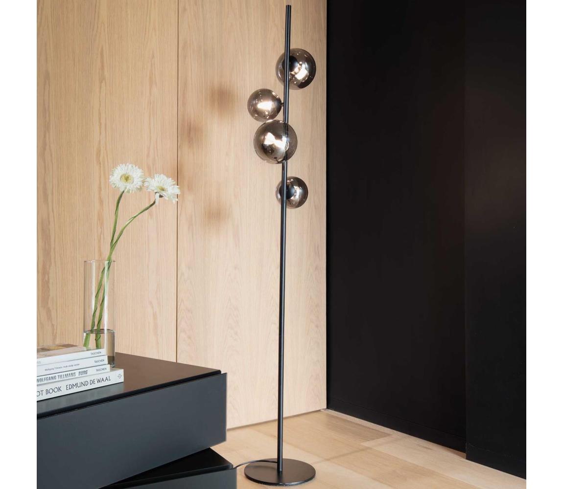 Ideal Lux - LED Stojací lampa PERLAGE 4xG9/3W/230V černá/kouřová 306988