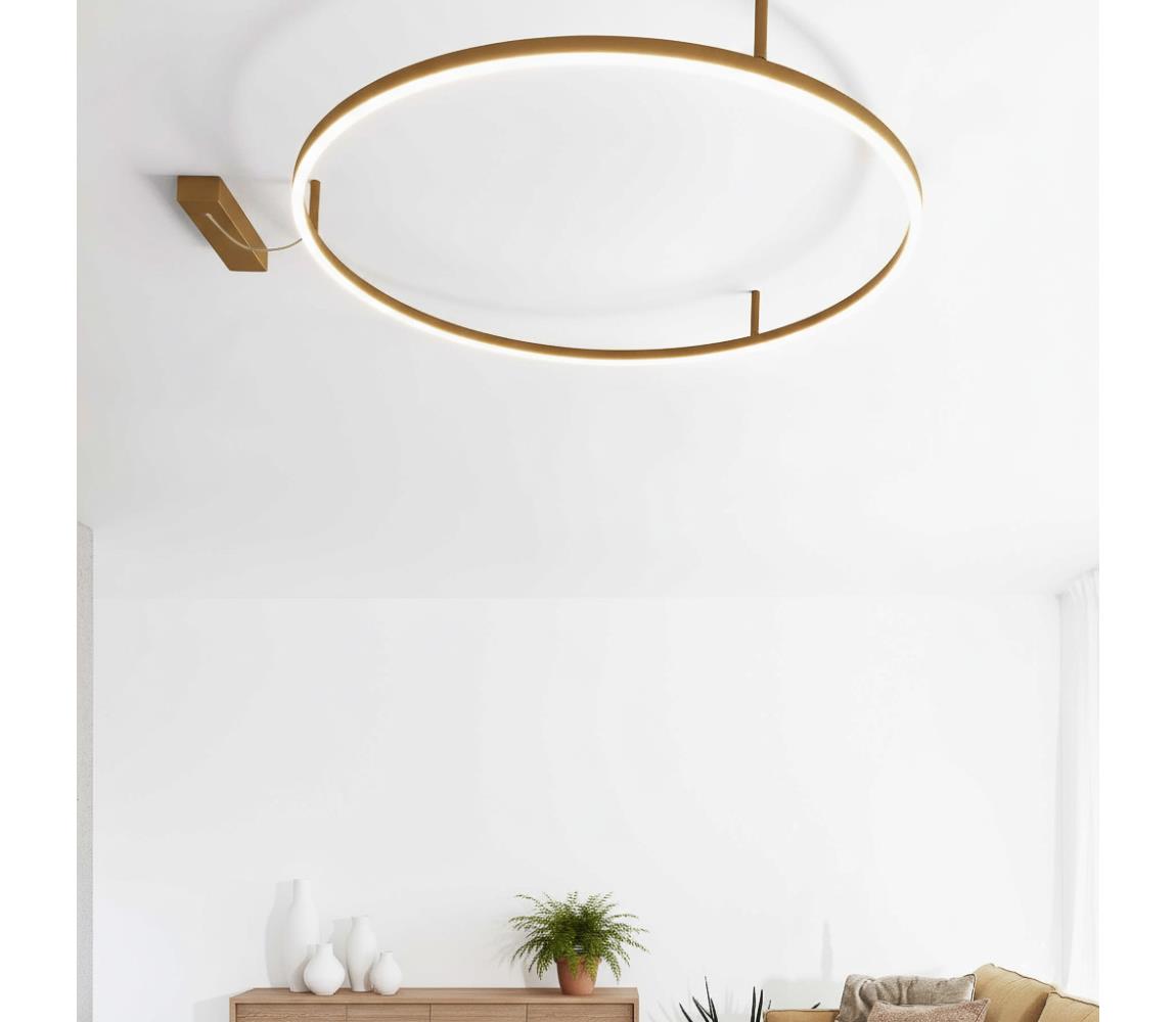 Ideal Lux - LED Stropní svítidlo ORACLE SLIM LED/53W/230V 4000K pr. 90 cm zlatá 372464