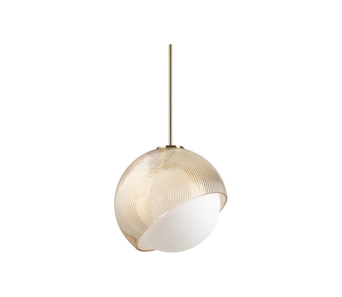 Ideal Lux - Lustr na lanku BLOOM 1xE27/42W/230V pr.30cm zlatá/kouřová béžová 366685