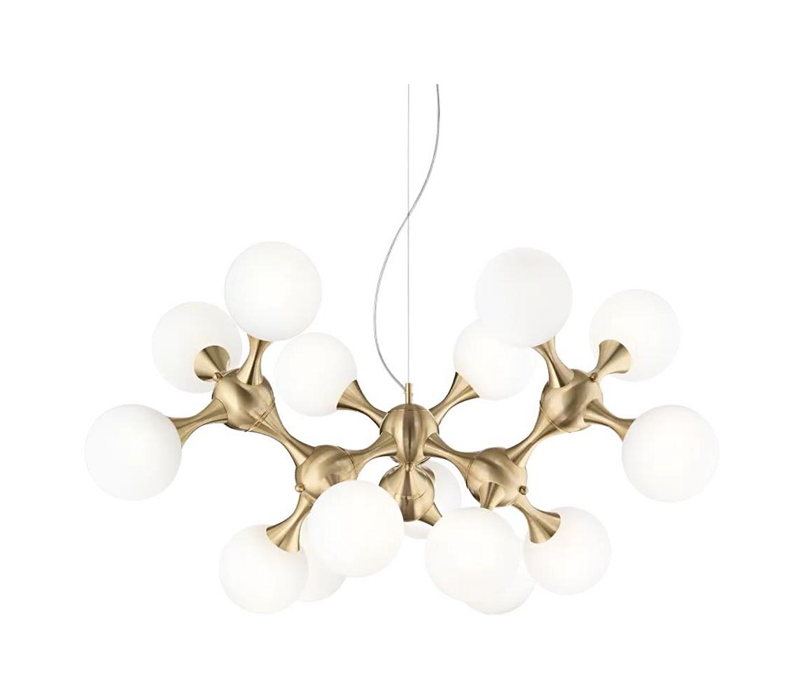 Ideal Lux - Lustr na lanku NODI 15xE14/28W/230V pr. 105 cm mosaz/bílá 241012