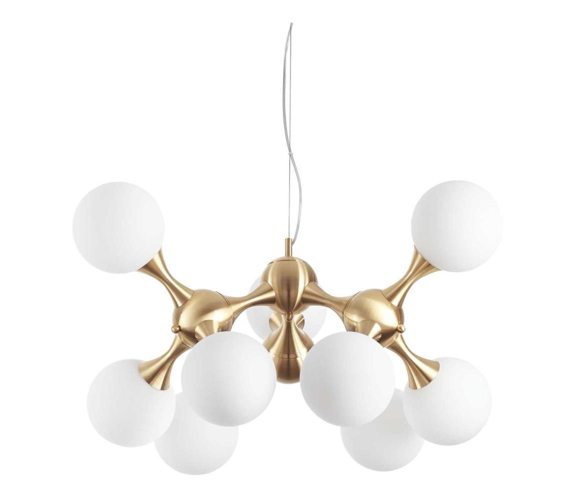 Ideal Lux - Lustr na lanku NODI 9xE14/28W/230V pr. 80 cm mosaz/bílá 241036
