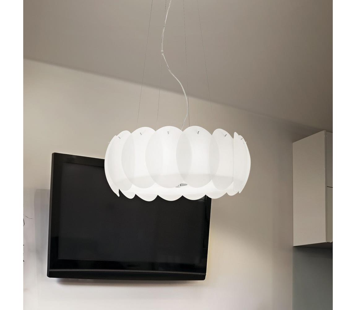 Ideal Lux - Lustr na lanku OVALINO 8xE27/60W/230V pr. 55 cm bílá 90481