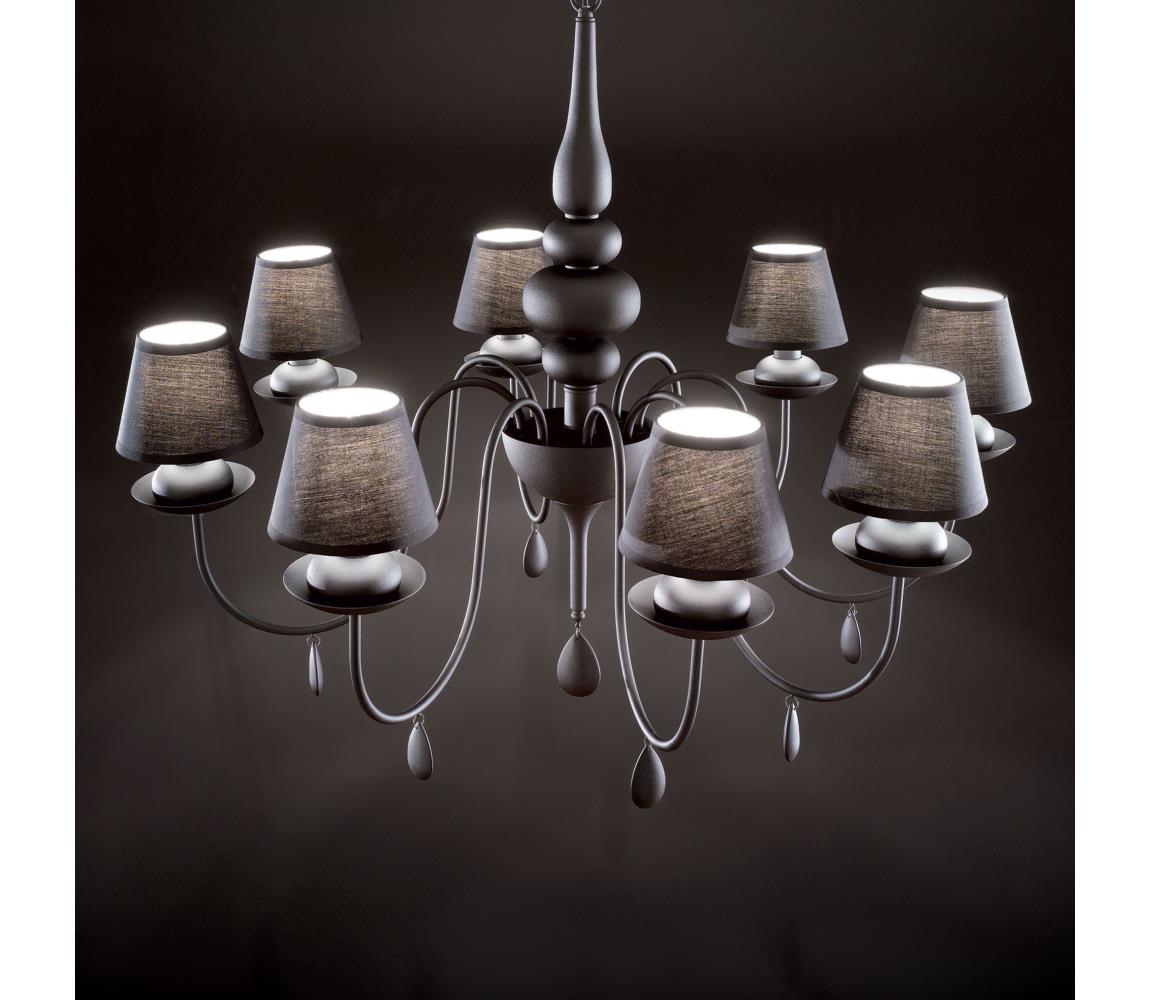 Ideal Lux - Lustr na řetězu BLANCHE 8xE14/40W/230V pr. 92 cm černá 111896